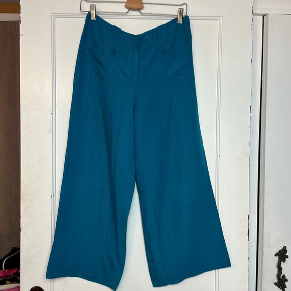 New York and company linen blend wide leg capris - Picture 1 of 8